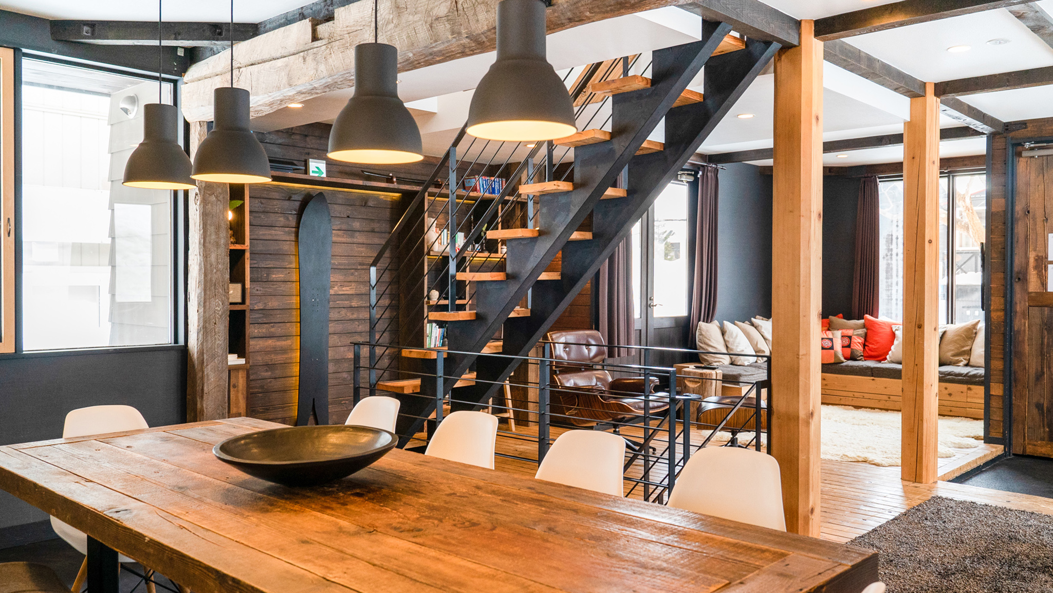 Momiji Lodge - Dining and Stairs Leading to Guestrooms Momiji Lodge - Dining and Stairs Leading to Guestrooms